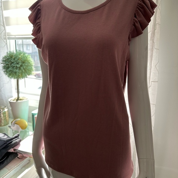 Stradivarius Brown Ruffled Sleeveless Blouse - Picture 4 of 6